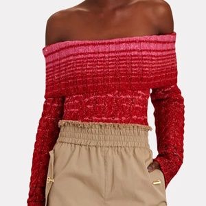 STAUD - Myrna Off-The-Shoulder Cable-Knit Sweater